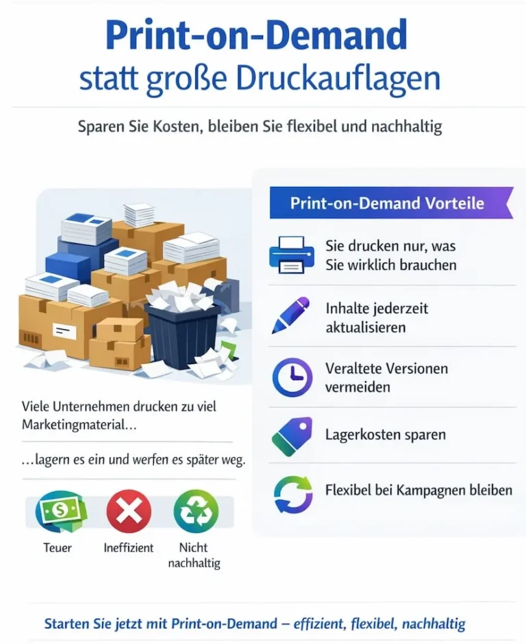 Print on Demand für Marketingmaterial im Unternehmen. 