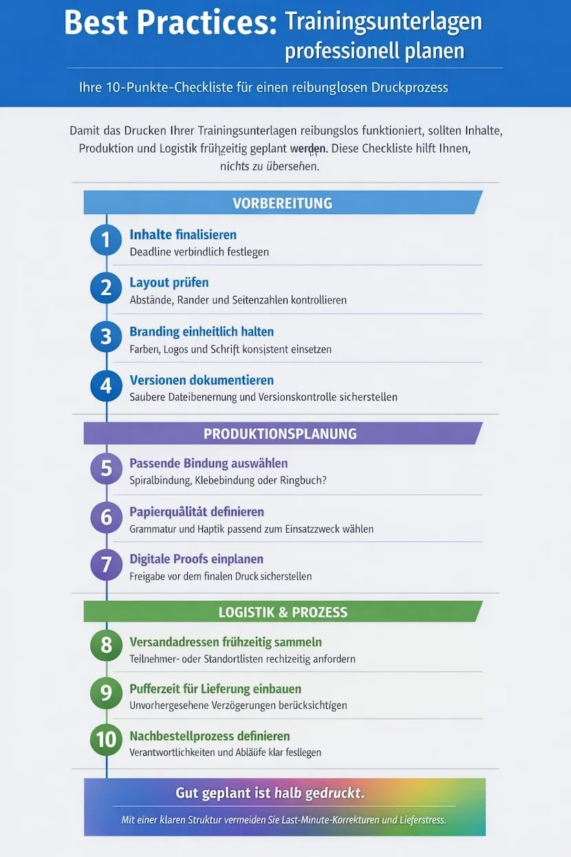 Trainingsunterlagen professionell planen Infographik