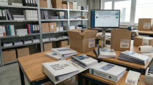 print on demand dokumente für unternehmen in einem büro