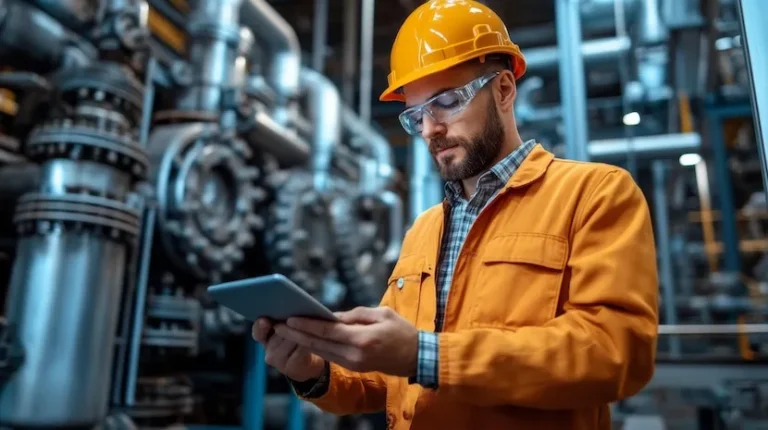 Technische Dokumentation einer Maschine in der Produktionshalle