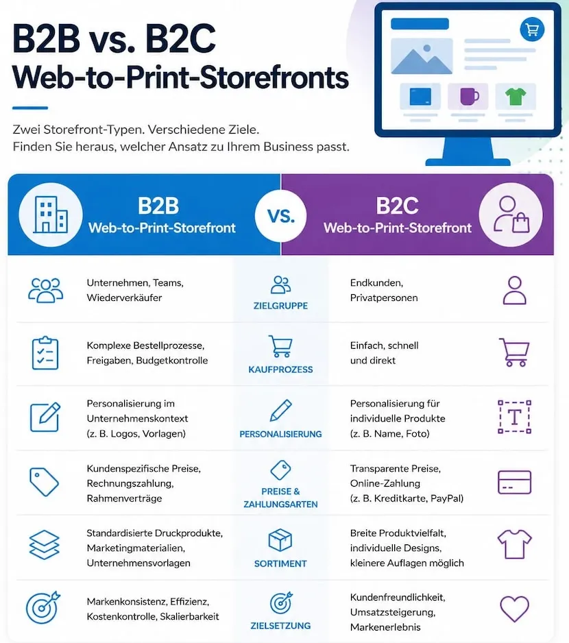 Infographik: Print on Demand B2B vs B2C